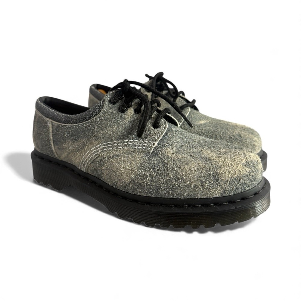 Dr Martens 8053 Grey Stonewashed Suede Leather Oxford Shoes Mens 7 Women's 8 NEW
